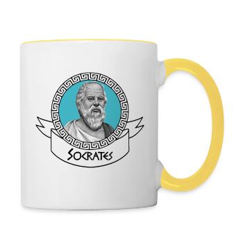 Der kunstvolle Sokrates - Tasse zweifarbig - Weiß/Gelb - Rechts