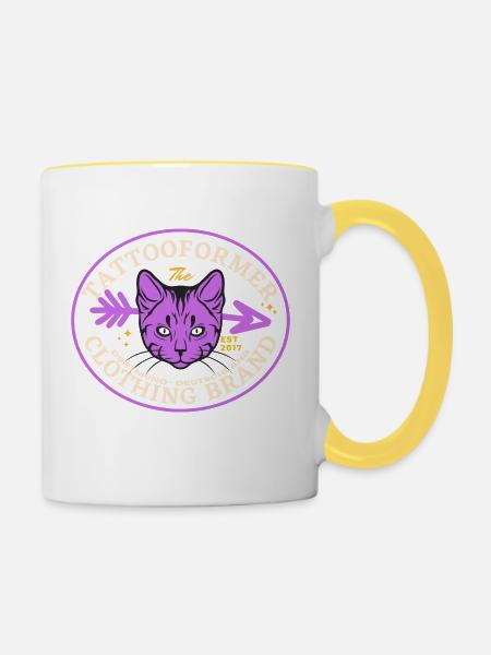 Violet Cat - Tasse zweifarbig - Weiß/Gelb