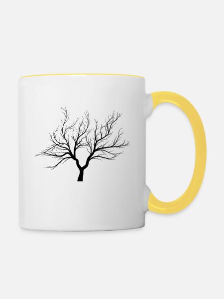 Baum mit Statement - Tasse zweifarbig - Weiß/Gelb