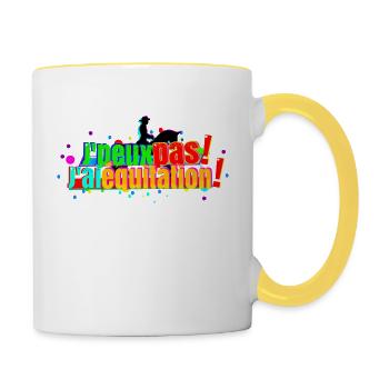 J'peux pas j'ai équitation - Mug contrasté - blanc/jaune - Droite