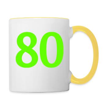 Numéro 80 - Mug contrasté - blanc/jaune - Droite