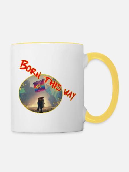 born this way - Tasse zweifarbig - Weiß/Gelb