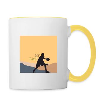 Basketball Living - Tasse zweifarbig - Weiß/Gelb - Rechts