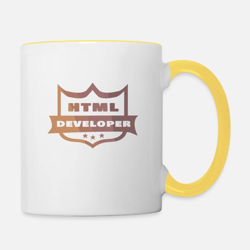 HTML Developer - Contrasting Mug - white/yellow