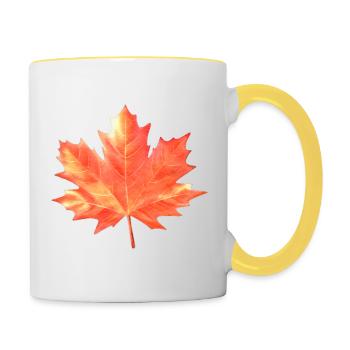 Ahornblatt bunt Herbst Farben Ahorn Baum Wald Warm - Tasse zweifarbig - Weiß/Gelb - Rechts