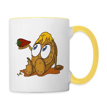 Fête des crêpes - Mug contrasté - blanc/jaune - Droite