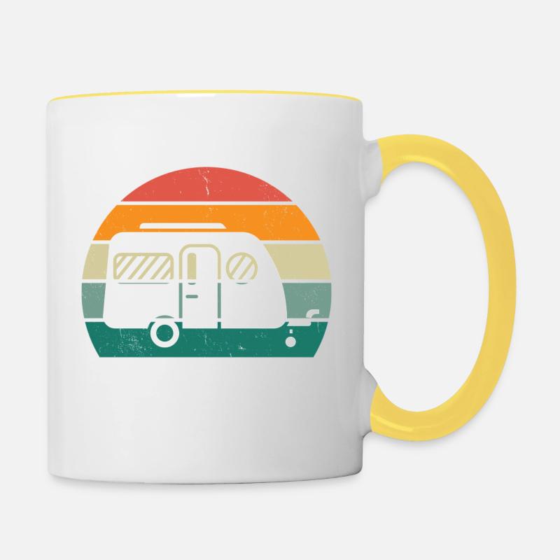 Caravane rétro - Mug contrasté - blanc/jaune