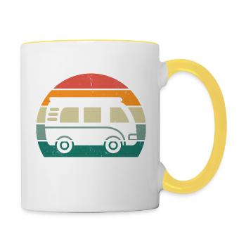 Retro Wohnmobil - Tasse zweifarbig - Weiß/Gelb - Rechts
