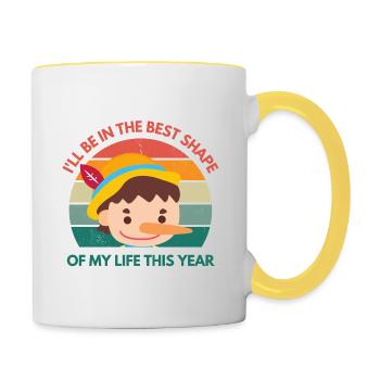 Die beste Form meines Lebens - Tasse zweifarbig - Weiß/Gelb - Rechts