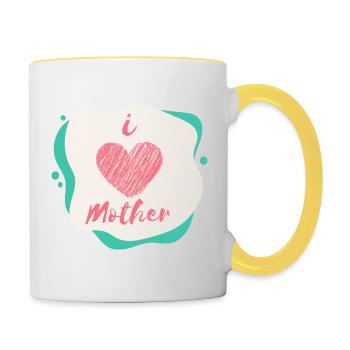 I love mother - Tasse zweifarbig - Weiß/Gelb - Rechts