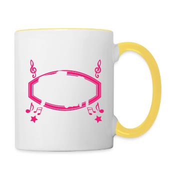 Daughter of Piano Pianist Grand piano Piano Girl - Contrasting Mug - white/yellow - Right