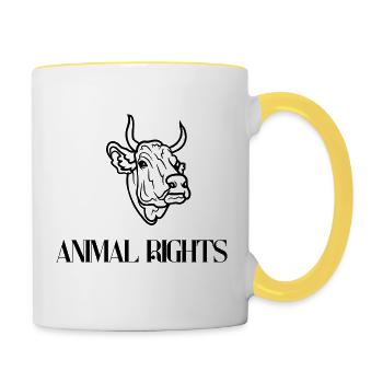 Droits des animaux - Mug contrasté - blanc/jaune - Droite