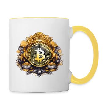Bitcoin - Tasse zweifarbig - Weiß/Gelb - Rechts