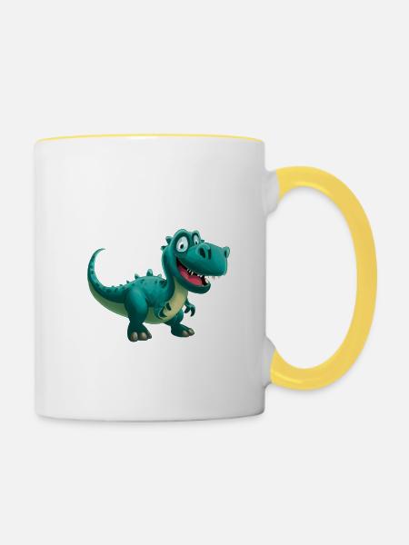 Dinosaurier - Tasse zweifarbig - Weiß/Gelb