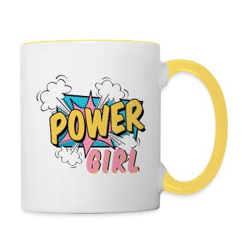 Power Girl - Comicstyle - Contrasting Mug - white/yellow - Right