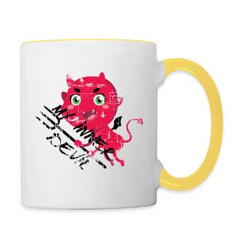 my inner devil mein innerer Teufel - Tasse zweifarbig - Weiß/Gelb - Rechts