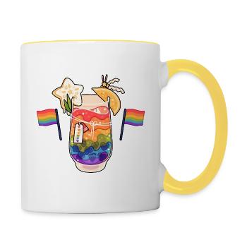 Regenbogen Drink - Tasse zweifarbig - Weiß/Gelb - Rechts