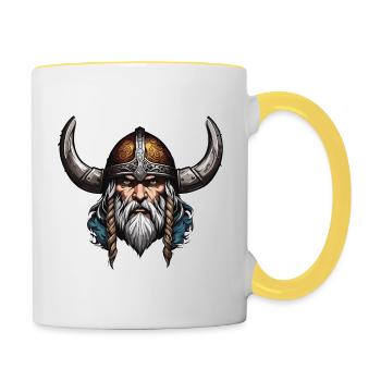 Wikinger / Thor / Odin / nordisch / keltisch - Tasse zweifarbig - Weiß/Gelb - Rechts