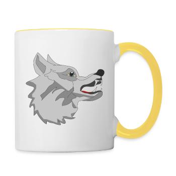 Wolf - Tasse zweifarbig - Weiß/Gelb - Rechts