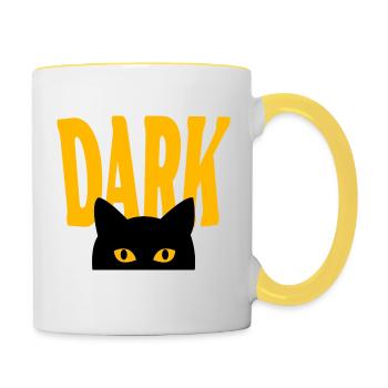 Dunkle Katze - Tasse zweifarbig - Weiß/Gelb - Rechts