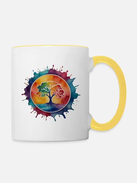 Make love not war - Tasse zweifarbig - Weiß/Gelb