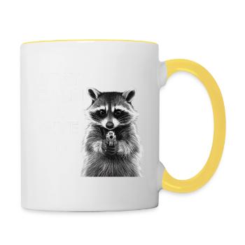 Meme Waschbär - Tasse zweifarbig - Weiß/Gelb - Rechts