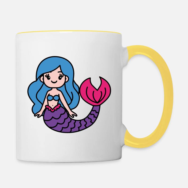 Colorful Mermaid - Contrasting Mug - white/yellow