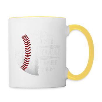 Ich schreie, weil es mir wichtig ist. Baseball-Vater. Vatertag - Tasse zweifarbig - Weiß/Gelb - Rechts