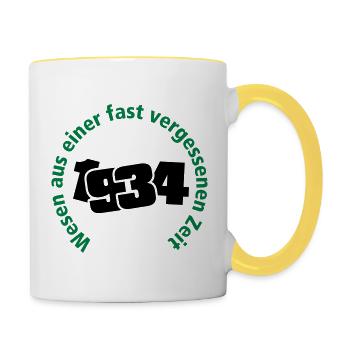Jahrgang 1934 Wesen aus einer vergessenen Zeit - Tasse zweifarbig - Weiß/Gelb - Rechts