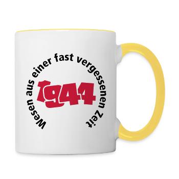 Jahrgang 1944 Wesen aus einer vergessenen Zeit - Tasse zweifarbig - Weiß/Gelb - Rechts