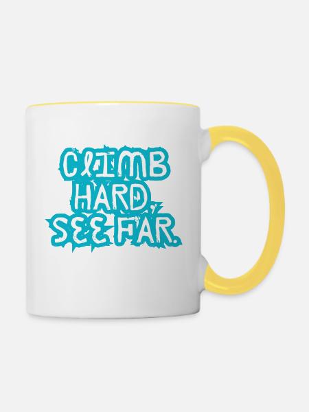 Hart klettern, weit sehen. - Tasse zweifarbig - Weiß/Gelb