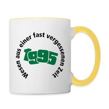 Jahrgang 1995 Wesen aus einer vergessenen Zeit - Tasse zweifarbig - Weiß/Gelb - Rechts