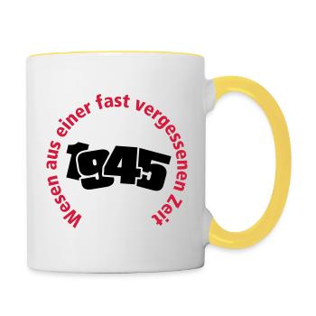 Jahrgang 1945 Wesen aus einer vergessenen Zeit - Tasse zweifarbig - Weiß/Gelb - Rechts