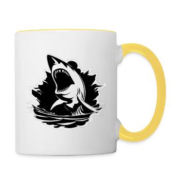 Requin - Mug contrasté - blanc/jaune - Droite
