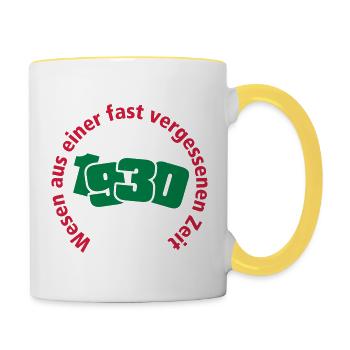 Jahrgang 1930 Wesen aus einer vergessenen Zeit - Tasse zweifarbig - Weiß/Gelb - Rechts