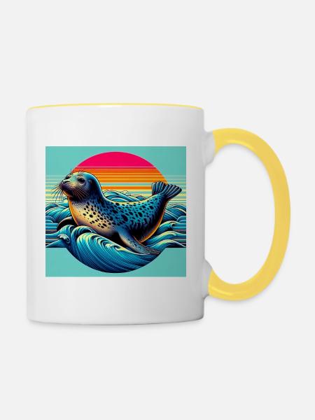 Siegel - Tasse zweifarbig - Weiß/Gelb