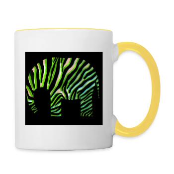 Grünes Zebra Print Abstraktes Design - Tasse zweifarbig - Weiß/Gelb - Rechts