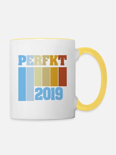 Einzigartig 2019 - Tasse zweifarbig - Weiß/Gelb