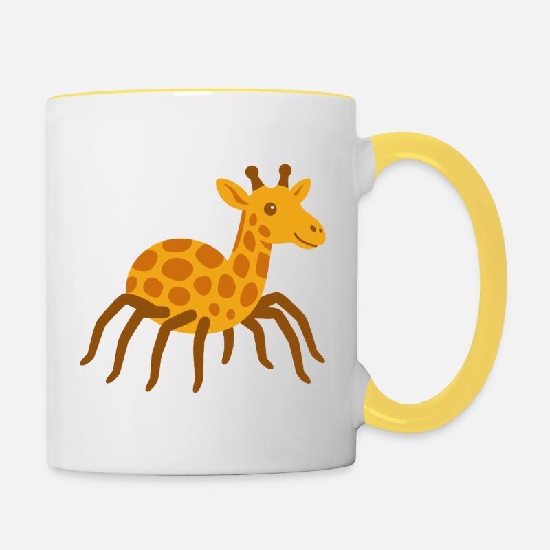 Cute Spider Giraffe - Contrasting Mug - white/yellow