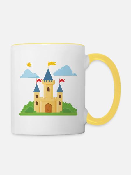 Schloss - Tasse zweifarbig - Weiß/Gelb
