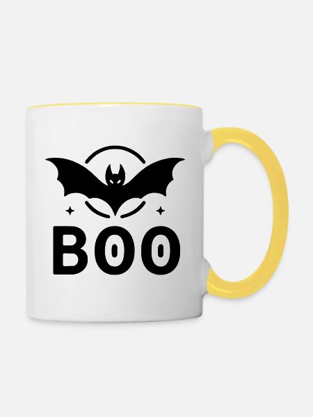 BOO - Fledermaus - Tasse zweifarbig - Weiß/Gelb