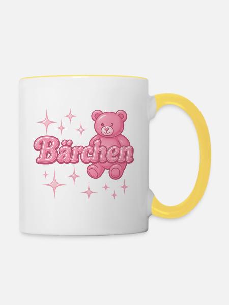 bärchen / y2k spitzname statement design - Tasse zweifarbig - Weiß/Gelb