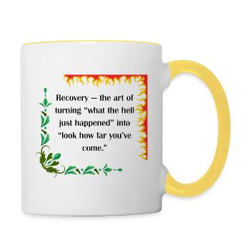 Récupération - Regardez jusqu’où vous êtes allé Citation - Mug contrasté - blanc/jaune - Droite