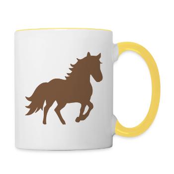 Silhouettes de cheval Cadeau Cavalier - Mug contrasté - blanc/jaune - Droite