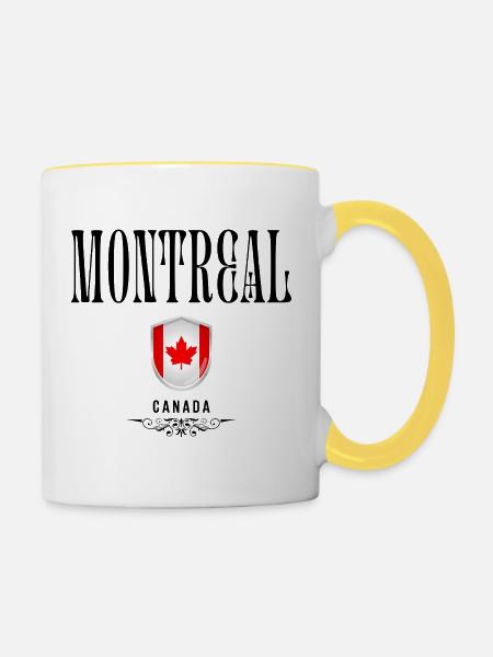 Souvenir Montreal, Montreal Kanada - Tasse zweifarbig - Weiß/Gelb