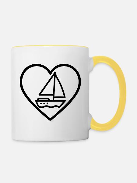 Cuore Vela – Passione Navigazione - Tasse zweifarbig - Weiß/Gelb