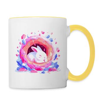 Kuschelhase Kristallkrater - Tasse zweifarbig - Weiß/Gelb - Rechts