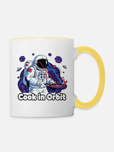 Koch im Orbit Astronaut - Tasse zweifarbig - Weiß/Gelb
