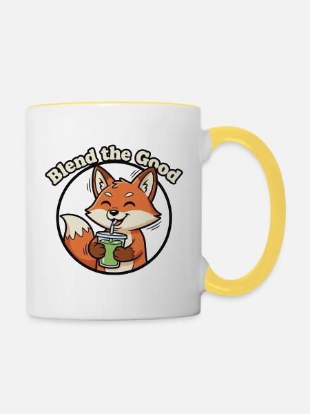 Fuchs Smoothie – Blend the Good - Tasse zweifarbig - Weiß/Gelb