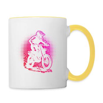 Direkte Motocross Aussage - Tasse zweifarbig - Weiß/Gelb - Rechts